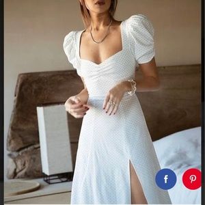 White and black Poka dot dress, midi length